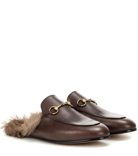 gucci brown princetown loafers|princetown genuine shearling loafer mule.